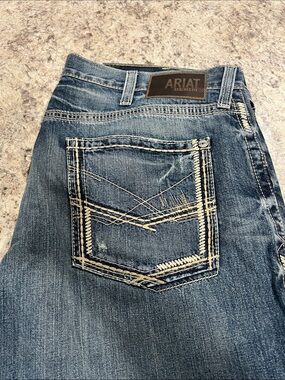 Ariat Men's Distressed Medium Blue Relaxed Jeans